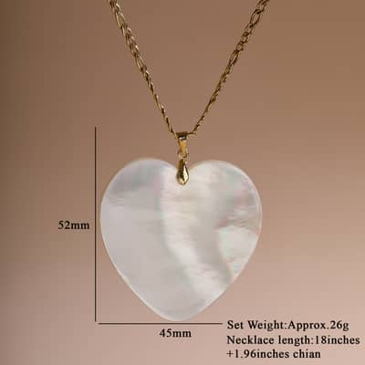 White Shell Pendant Necklace Copper Chain Loose Stone Claw Setting Wedding Engagement Party detail 3