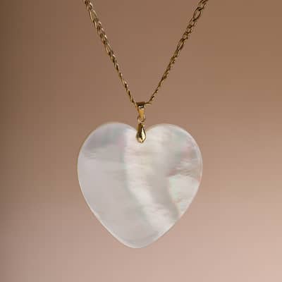 White Shell Pendant Necklace Copper Chain Loose Stone Claw Setting Wedding Engagement Party detail 6