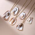 Classic Trendy Natural Freshwater Pearl Necklace With Claw Setting Chain Pendant for Wedding Anniversary 2