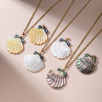 Natural Shell Pendant Necklace Pearl Charm Wedding Party Jewelry detail 1