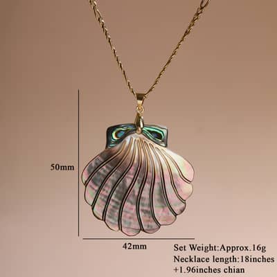 Natural Shell Pendant Necklace Pearl Charm Wedding Party Jewelry detail 3