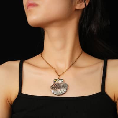 Natural Shell Pendant Necklace Pearl Charm Wedding Party Jewelry detail 5