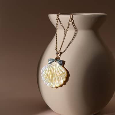 Natural Shell Pendant Necklace Pearl Charm Wedding Party Jewelry detail 6