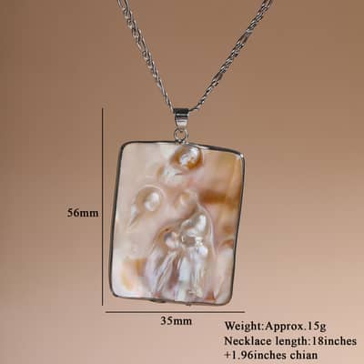 Elegant Romantic Multi-Shape Freshwater Pearl Pendant Necklace Natural Copper Inlay Claw Setting detail 3