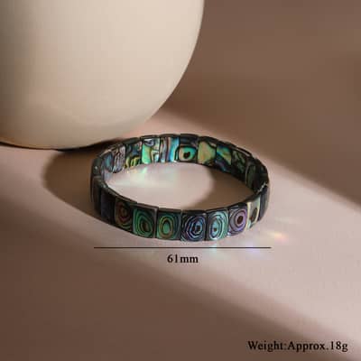 Handmade Natural Colorful Shell Beaded Bracelet Elastic Adjustable Daily Wear detail 3