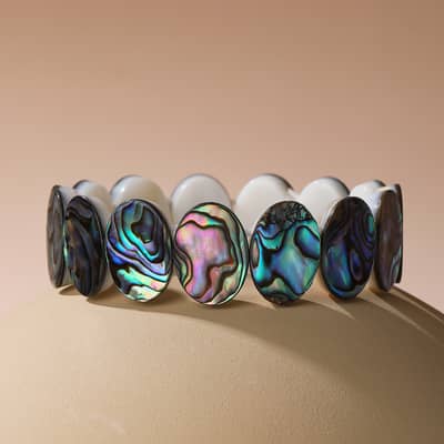 Trendy Bohemian Natural Abalone Shell Bracelet Resizable Elastic Party Gift detail 4