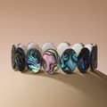 Trendy Bohemian Natural Abalone Shell Bracelet Resizable Elastic Party Gift 4