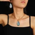 Vintage Natural Abalone Shell Earrings Necklace Set 18K Gold Plated Copper Chain Birthday Gift 2
