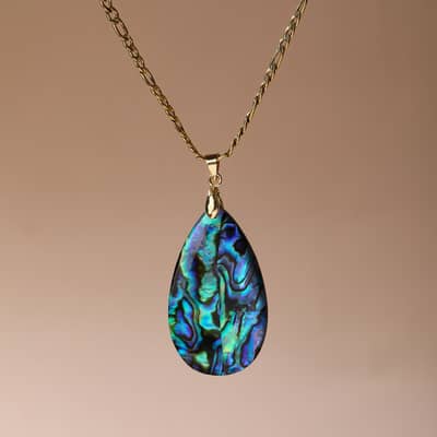 Vintage Natural Abalone Shell Earrings Necklace Set 18K Gold Plated Copper Chain Birthday Gift detail 4