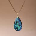 Vintage Natural Abalone Shell Earrings Necklace Set 18K Gold Plated Copper Chain Birthday Gift 4