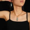 Teardrop Abalone Shell Pendant Jewelry Set Necklace Earrings Silver Gold Chain Party Gift 2