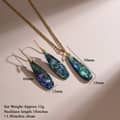 Teardrop Abalone Shell Pendant Jewelry Set Necklace Earrings Silver Gold Chain Party Gift 3