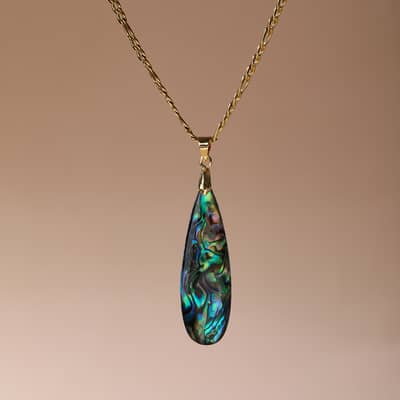 Teardrop Abalone Shell Pendant Jewelry Set Necklace Earrings Silver Gold Chain Party Gift detail 4