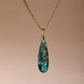 Teardrop Abalone Shell Pendant Jewelry Set Necklace Earrings Silver Gold Chain Party Gift 4