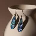 Teardrop Abalone Shell Pendant Jewelry Set Necklace Earrings Silver Gold Chain Party Gift 5