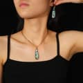 Teardrop Abalone Shell Pendant Jewelry Set Necklace Earrings Silver Gold Chain Party Gift 6