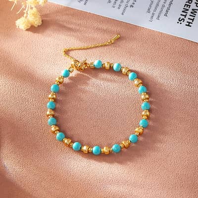 Trending Bohemian Handmade Turquoise Beaded Necklace Bracelet Set detail 3