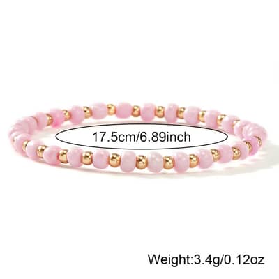 Boho Ethnic Style Rainbow-Colored Rice Bead Bracelets Elastic Stretch Bracelets detail 6