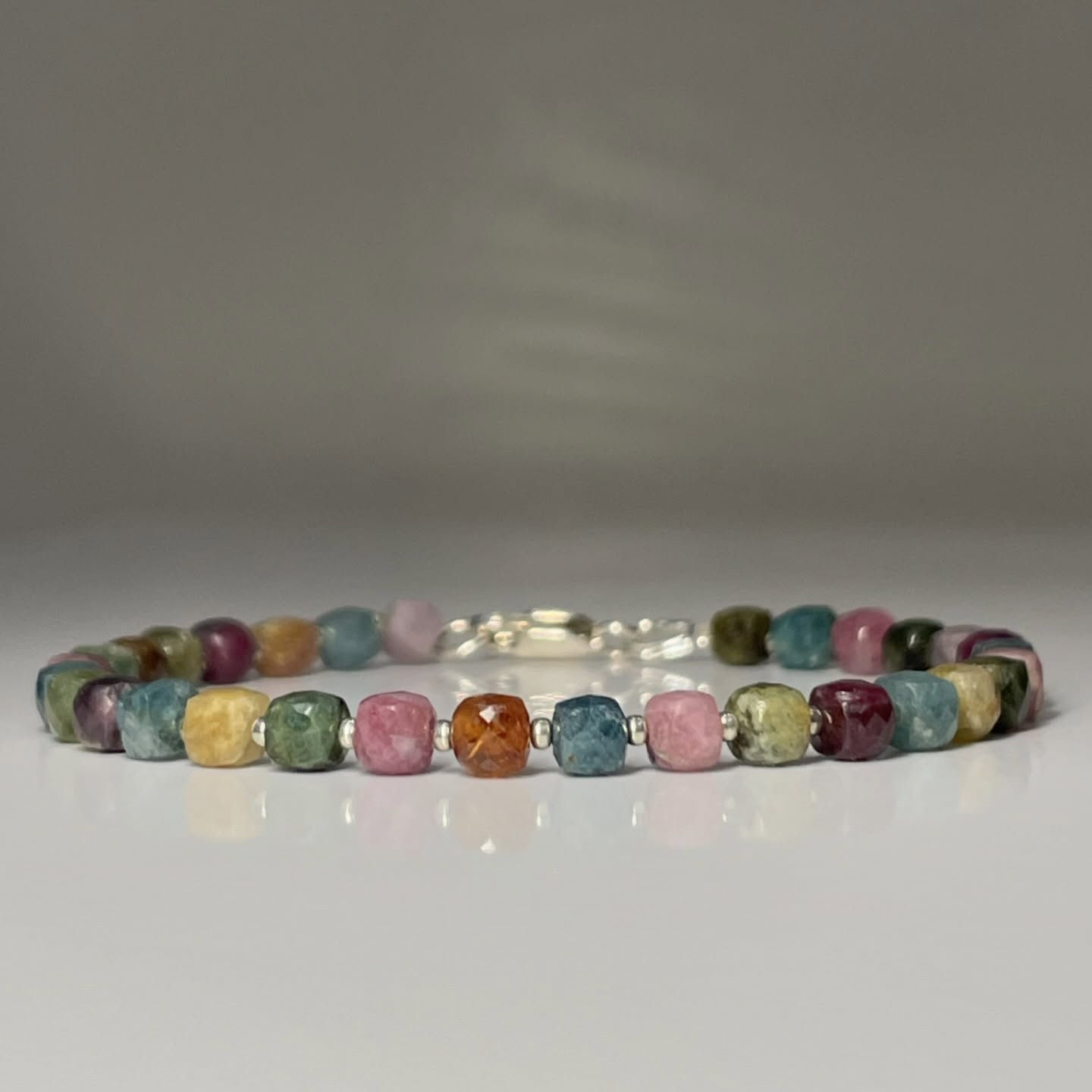 Tourmaline cube bead bracelet