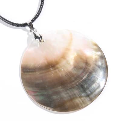 Trendy Natural Shell Mother Of Pearl Pendant Necklace On Rope Chain detail 4