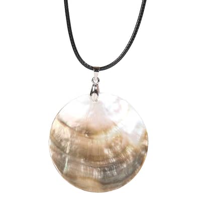 Trendy Natural Shell Mother Of Pearl Pendant Necklace On Rope Chain detail 5