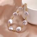 Baroque Freshwater Round Coin Pearl Handmade Bead Bracelet With Closure Clasp 2