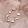 Baroque Freshwater Round Coin Pearl Handmade Bead Bracelet With Closure Clasp 3