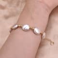 Baroque Freshwater Round Coin Pearl Handmade Bead Bracelet With Closure Clasp 4