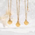 Freshwater Pearl Pendant Choker Necklace Steel Beads Seashell Gold Plated 1