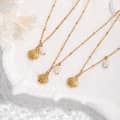 Freshwater Pearl Pendant Choker Necklace Steel Beads Seashell Gold Plated 2