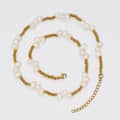 Luxury Stainless Steel Silver And Gold Beads Mixed With Freshwater Pearls Handmade Waterproof Collar Necklace 3