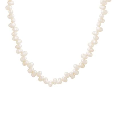 Luxury Stainless Steel Silver And Gold Beads Mixed With Freshwater Pearls Handmade Waterproof Collar Necklace detail 5