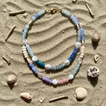 Natural Stone Freshwater Pearl Jewelry Mixed Gemstone Faceted Rounds Necklace detail 5