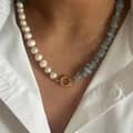 Freshwater Pearl Necklace With Natural Stone Shell Beaded Gold Plated Stainless Steel Clavicle Chain 2