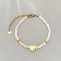 Vintage Style Freshwater Pearl Bracelet Natural Stone Gold Plated Stainless Steel Chain Bead Bangle 5