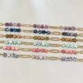 Dainty Stainless Steel Natural Stone Star Shaped Paper Clip Chain Link Bracelet With Extended Gold Plated Chain 1