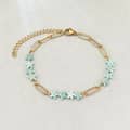 Dainty Stainless Steel Natural Stone Star Shaped Paper Clip Chain Link Bracelet With Extended Gold Plated Chain 4