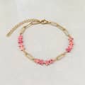 Dainty Stainless Steel Natural Stone Star Shaped Paper Clip Chain Link Bracelet With Extended Gold Plated Chain 5