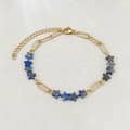 Dainty Stainless Steel Natural Stone Star Shaped Paper Clip Chain Link Bracelet With Extended Gold Plated Chain 6
