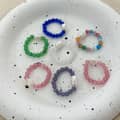 Quartz Pure Color Natural Stone Pearl Bead Rings, Elastic Adjustable 1