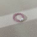 Quartz Pure Color Natural Stone Pearl Bead Rings, Elastic Adjustable 5