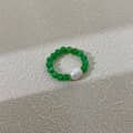 Quartz Pure Color Natural Stone Pearl Bead Rings, Elastic Adjustable 6