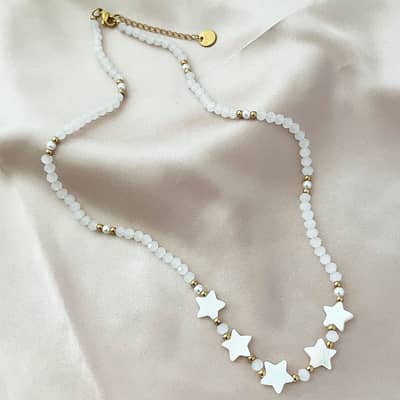 Bohemian Adjustable Colorful Seed Bead Five-Angle Star Shell Necklace detail 3
