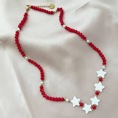 Bohemian Adjustable Colorful Seed Bead Five-Angle Star Shell Necklace detail 5