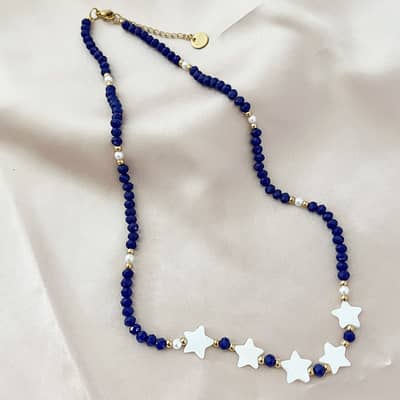 Bohemian Adjustable Colorful Seed Bead Five-Angle Star Shell Necklace detail 6