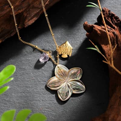 Fashion No Tarnish 18K Gold Stainless Steel Dolphin Seashell Necklace With Natural Abalone Shell Turtle Flower Pendant Necklaces detail 5