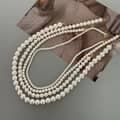 Elegant Gold Plated Chain Choker With Round White Natural Pearl Pendant 1