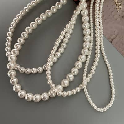 Elegant Gold Plated Chain Choker With Round White Natural Pearl Pendant detail 3