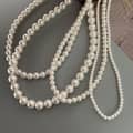 Elegant Gold Plated Chain Choker With Round White Natural Pearl Pendant 3