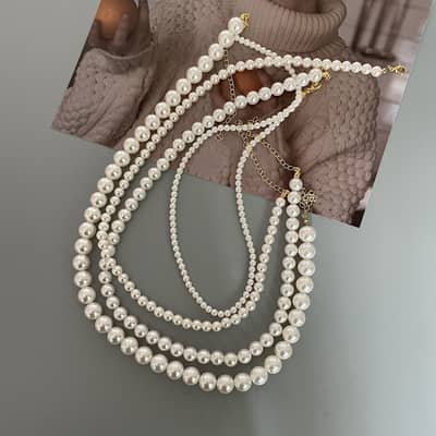 Elegant Gold Plated Chain Choker With Round White Natural Pearl Pendant detail 5